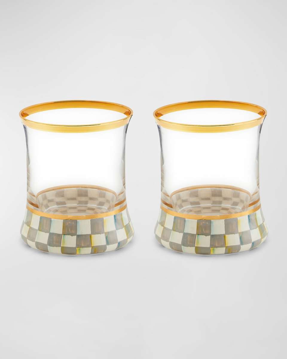 Sterling Check Tumbler Glass, Set of 2